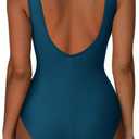 SUUKSESS Women One Piece Ruched Swimsuit Tummy Control Backless Bathing Suit (Blue, M)
