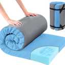 HOMBYS Memory Foam Camping Mattress Pad,Portable Sleeping Pad for Adult,Waterproof Cot Mattress,Roll Up Floor Mattress,Foldable Backpacking Travel Bed for Hiking,Guest Bed (Blue)