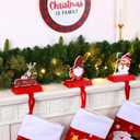Alupssuc 3 Pcs Christmas Stocking Holders for Mantle, Christmas Stocking Hangers for Fireplace-Weighted Stocking Hooks for Mantel&Christmas Holiday Party Decoration-Santa Claus, Gift Car, Snowman