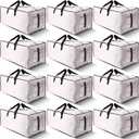 12 Pack Large Strong Moving Bags with Zippers & Carrying Handles - Water-Resistant - Heavy Duty Storage Tote for Space Saving, Fold Flat, Alternative to Moving Box (Semi-Transparent)