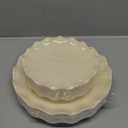 LIYH 24 Pcs Plastic Plates Reusable,Unbreakable Dinner Plates, Scalloped Plastic Plates, Dishwasher Safe,Ivory Plate Sets Perfect for Parties, Birthday, Picnics, BPA Free(12Guests) (10inch and 7.5inch)