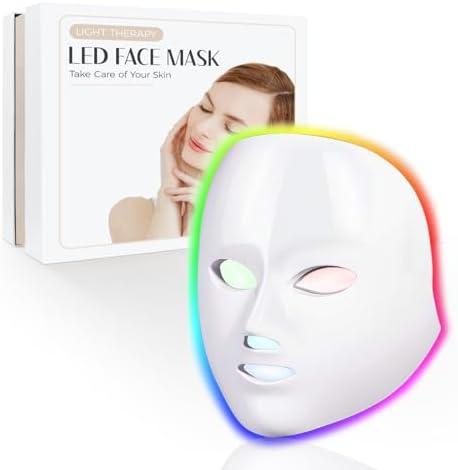 SDKWDH Red Light Therapy for Face, Led Face Mask Light Therapy, 7 Colors LED Facial Skin Care Mask