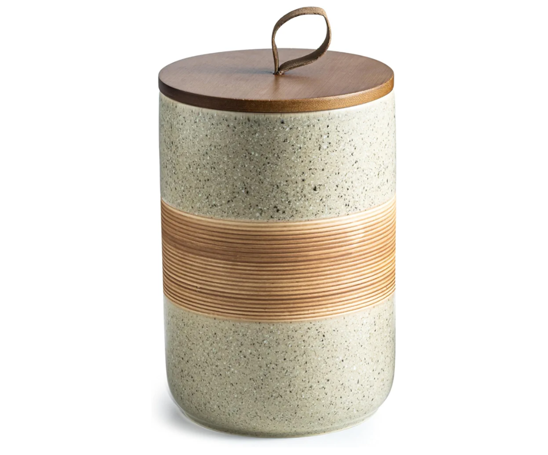 Large Storage Containers with Lids, Ceramic Coffee Container Kitchen Food Storage Jars for Spice Sugar Tea Bag, Stackable Decorative Jars for Counter, 61 fl.oz