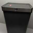 Rubbermaid Premier Series III Step-On Trash Can for Home and Kitchen, with Stainless Steel Rim, 12.4 Gallon, Charcoal, for Home/Kitchen/Garage/Apartment/Office