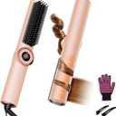 Hair Straightener Brush Portable: Ionic Curling & Straightening Brush with Fast Heating, Reduce Damage & Anti-Scald, Gold
