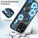 OOK Magnetic Case Fit for iPhone 15 Pro Max 6.7 Inch (Compatible with MagSafe) Soft TPU and Hard PC Phone Cover with Blue Floral Flowers Anti-Scratch Shockproof Protection Case for Women
