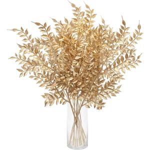 40 Pcs Decor Fake Leaves for Christmas Decor Gold Leaf Artificiales para Table Wedding Home Room Office Decoracion (21inch)