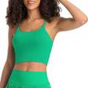 Lemedy Women Padded Sports Bra Fitness Workout Running Shirts Yoga Tank Top (Green, S)