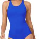 Beautikini Period Swimwear Women's One Piece Leak Proof Menstrual Bathing Suit Racerback Training Swimsuit for Teens Girls (Royal Blue)