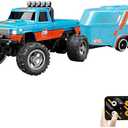 Flashstar Mini Rc Truck, 1:64 Scale Monster Truck Remote Control Car with Lights, 2.4Ghz Remote Control, Speed/Steering Adjustable (Blue-A)