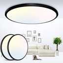 zemty 12 Inch Black Ceiling Light - 28W 3200lm LED Ceiling Light Flushmount, 3 Color Temperature in One 3000k/4500k/6000K Modern Ceiling Lamp for Bedroom Kitchen DiningRoom - 2Pack