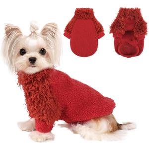 Dog Sweater Turtlenecks Dog Sweaters for Small Dogs Winter Fleece Doggy Clothes Puppy Outfits Cold Warm Pet Sweater Puppy Coat Doggie Jacket Chihuahua Yorkie Teacup Cat Apparel, Red, M (Medium (Chest 17in ))