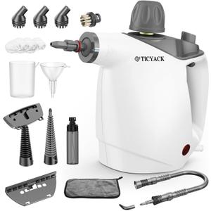 Steam Cleaner, Steam Cleaner for Home, Handheld Steam Cleaner with 16 Accessories and Automatic Steam Switch Suitable for Daily Cleaning of Living Rooms, Kitchens, Ovens and Tile Joints (White)