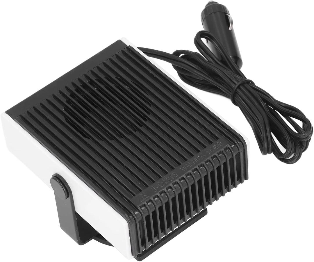 Therwen 2 Pcs 12v Portable Car Heater for Vehicle 150w Windshield Defogger Defroster Car Heater That Plugs into Cigarette Lighter 2 in 1 Fast Heating Cooling Fan for Truck(Silver)