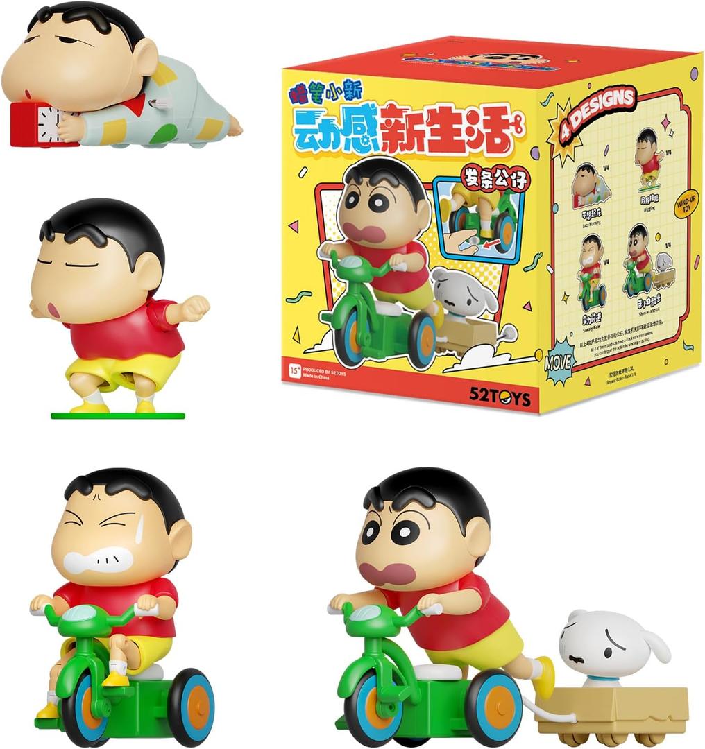 52TOYS Crayon Shinchan Dynamic Shin-Life, 1PC Action Figure Collectible Toy Kawaii Creative Gift Room Decor Desktop Decoration, Gift for Birthday Party