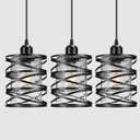 3 Pack Black Farmhouse Pendant Lights Kitchen Island Decor, Modern Crackle Glass Over Sink Pendant Light Fixture, Adjustable Bar Lights Hanging Light for Dining Room, Bedroom, Entryway, Porch, Hallway