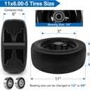Free Lawn Mower Tires 11x6.00-5 Flat and Wheels 3/4" 5/8" 1/2" Ball Bearings, 6"-8" Centered Hub 11x6-5 Zero Turn Mower Front Tires, Smooth Wheels for Commercial Grade Lawn
