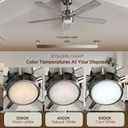 52 Inch Ceiling Fan Brushed Nickel Remote Controlled Dimmable Light Combo - Quiet Reversible - 5 Grey Blades