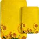 Britimes Sunflower Yellow Bathroom Rug Mat Set of 2, Washable Cover Floor Rug Carpets Floor Bath Mat Bathroom Decorations 16x24 and 20x32 Inches (Beach Shell 2)