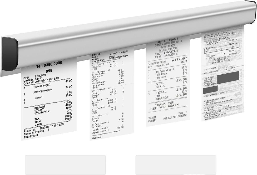 12 Inch Kitchen Order Holder,Aluminum Wall-Mounted Receipt Holder with Double-Sided Tape, Job Ticket Holder for Commercial Kitchen Cafes Pubs Bars,Slide Out Orders Display Rail for Kitchen Restaurant