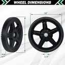 CheeMuii 2 Pack 14" Push Lawn Mower Wheels 2 Pcs 14 Inch Push Mower Wheels with Bolts and Lock Nuts Kit Fit for Most Standard push Lawn Mowers/Generator/Garden Tiller/Handtruck
