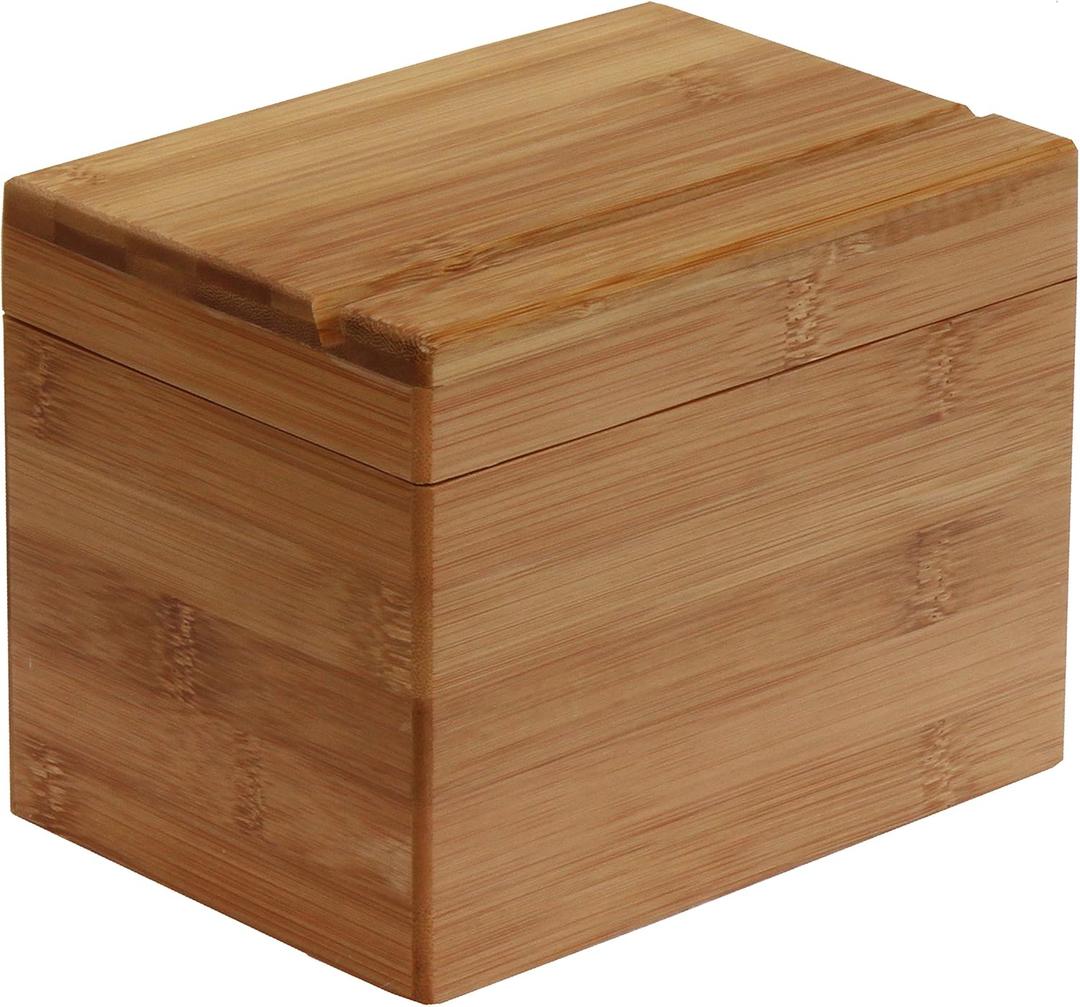 Oceanstar Bamboo Recipe Box with Divider, Natural, 6.80" W x 4.90" D x 5.10" H