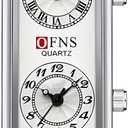 Gosasa Fashionable Women's Quartz Watch, Rectangular Dial with Dual Time Zones, 30m Water Resistant