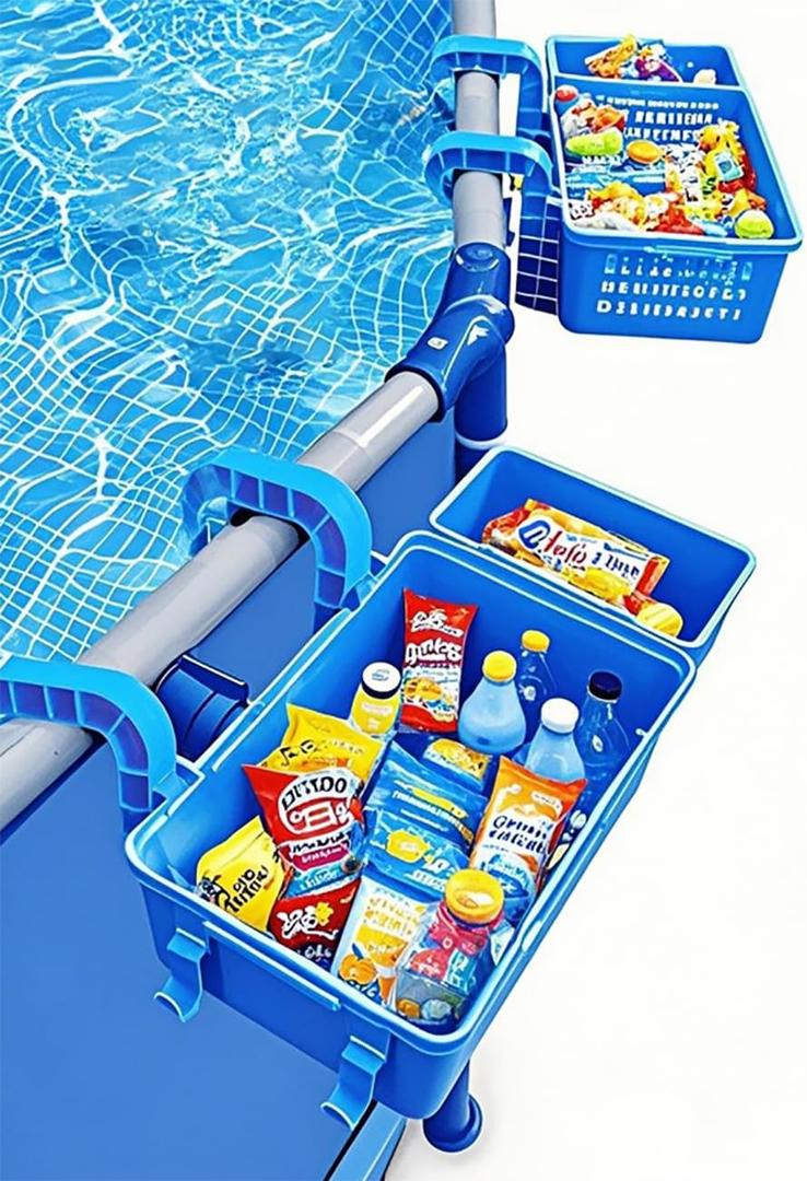 2025 Upgrade 2 Sets of Poolside Storage Baskets with Cup HoldersPool AccessoriePool StuffAbove Ground Pool Accessories Fit for Most Above Ground Pool