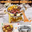 Chafing Dishes for Buffet with Glass Lid, 6.5QT 4 Pack Round ,Gold