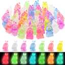 Chunful 240 Pcs Easter Luminous Mini Resin Bunny 7 Colors Little Small Glow in The Dark Rabbit Bunny Figures for House Micro Fairy Garden Decor Easter Egg Fillers Party Supplies