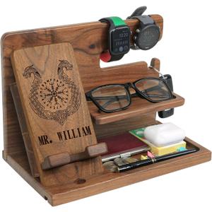 SamGoat Personalized Desk Organizer: Viking Gifts for Men - Viking Gifts for Him, Norse Viking Gifts, Nordic Viking Gifts, Norwegian Viking Gifts - Unique Birthday Gift for Husband