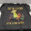 Get In Loser We're Doing Butt Stuff Retro Vintage Sunset T-Shirt (Black, XXL)