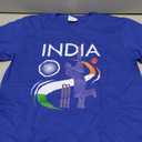 India Cricket with Indian Flag Brush Stroke Ashoka Chakra T-Shirt M