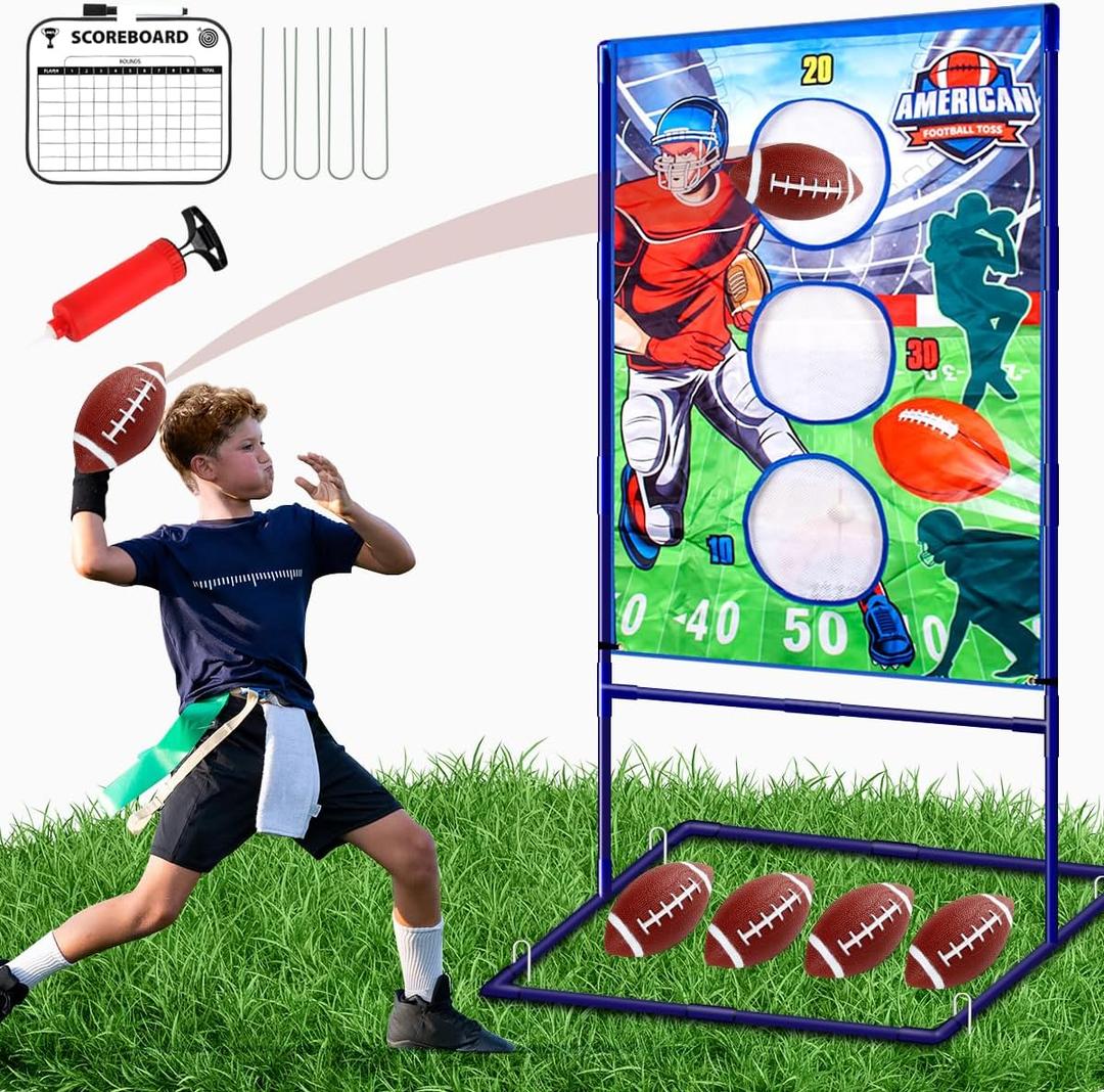 Football Toss Game with 4 Inflatable Balls, Football Throwing Target Games for Boys 8-12, Sports and Outdoors Toys for Kids Ages 3+