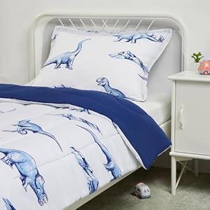 Amazon Basics 2 Piece Microfiber Kid's Comforter and Pillow Sham Set, Toddler, Dinosaurs, Animal print Amazon Basics 2 Piece Microfiber Kid's Comforter and Pillow Sham Set, Toddler, Dinosaurs, Animal print