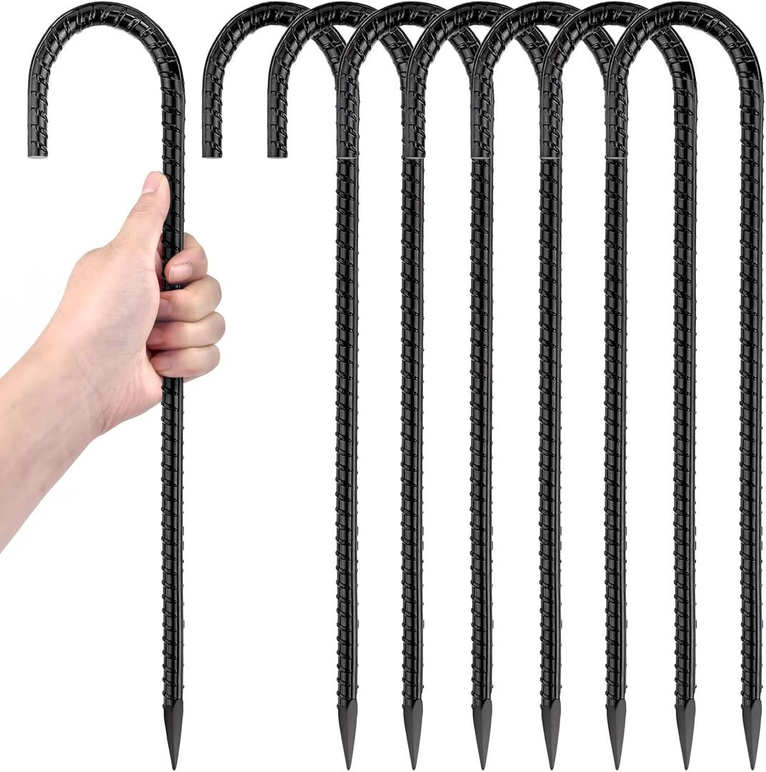16 Inch Ground Stakes Heavy Duty,8 Pack Metal Fence Stakes for Ground ...