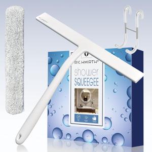 All Purpose Silicone Shower Squeegee, 12 Inch Upgraded Version Squeegee Cleaner Tool for Shower Glass Door Bathroom Mirror Car Window Tile - White