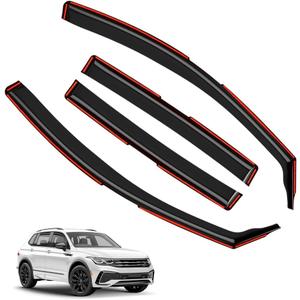 in-Channel Window Visors Rain Guards FIT Volkswagen Tiguan 2018-2025 (2018-2025) 4-Piece in-Channel Dark-Smoke Polycarbonate Vent Deflectors