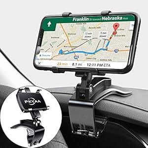 PKYAA Car Dashboard Phone Holder, Rotating Dashboard Clip Cell Phone Holder, 360-Degree Rotation Mobile Clip Stand for 4 to 7 inches Smartphones