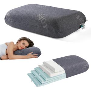 Lofe Adjustable Memory Foam Pillow - Combined Thin Plilow to Adjust Softness/Support, 10 Heights of Adjustable Pillow for Neck Pain Relief, CertiPUR-US Memory Foam Plilow for Stomach/Side/Back Sleeper