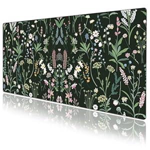 Wildflowers Desk Pad Protector, Mouse Pad, Office Desk Mat, Non-Slip PU Leather Desk Blotter, Laptop Desk Pad, Waterproof Desk Writing Pad for Office and Home (31.5" x 15.7 ")