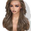 FAVE 136 Synthetic Lace Front Wig 18 Inches Light Brown Layered Wig Pre-Plucked Glueless Wig for Women Hair Replacement Wigs Futura Fiber Ash Brown