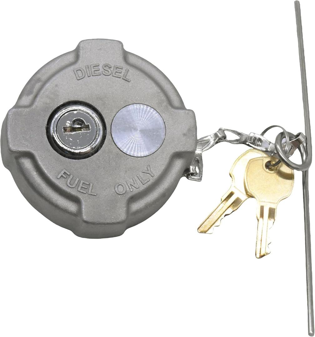 2 3/8" Locking Diesel Fuel Cap Compatible with 2002 and Up Freightliner M2 Small Semi Box Trucks, With Rubber Seal Ring Safety Chain and 2 Keys, Replace# FTA-C-13