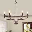 6-Light Farmhouse Oil Rubbed Bronze Chandelier Dining Room Light Fixture Metal Candle Chandeliers for Bedroom Hanging Lighting for Kitchen Living Room Entryway Foyer, 28.54in, 29in