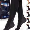 Compression Socks for Women and Men - Best Support for Running, Flying, Pregnancy - Knee High Graduated Compression Stockings (Large-X-Large, Black)