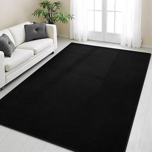 Vasofe Black Area Rugs for Living Room Bedroom, 4x6 Modern Thickened Memory-Foam Throw Carpet, Super Soft Kids Boys Girls Rug, Non-Slip Washable Carpets for Dorm Nursery Classroom Office Decor