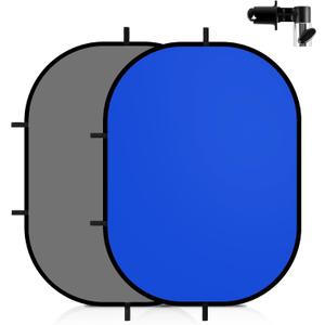 5x6.6ft Blue Grey Backdrop for Photography, with Clip and Carry Case