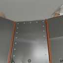 Tri-fold Lighted Vanity Makeup Mirror with 3x/2x Magnification,21 LEDs Light and Touch Screen,180 Degree Free Rotation Countertop Cosmetic Mirror,Travel (Rose Gold)