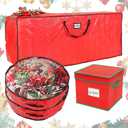 Falflor 4PCS Christmas Tree Storage Bag & Christmas Ornament Bag Sets Waterproof Xmas Ornament Storage BagRed (9 Ft)