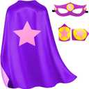 iROLEWIN Kids-Superhero-Cape and Mask for Boys-Girls Super-Hero-Costumes as Toddler Dress-up Toys Christmas Birthday Gifts (Purple Yellow Pink)